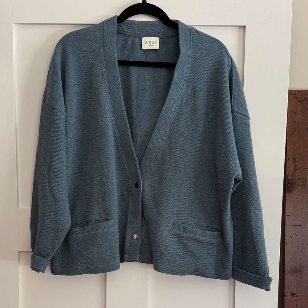 Blue Wrap London Cardigan with Snap Enclosures